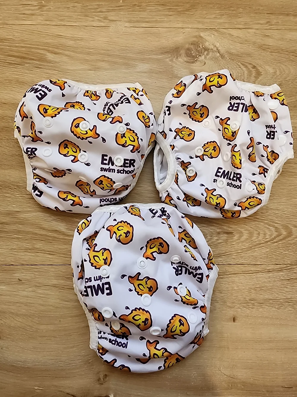 Swim Diaper Cover in White with Yellow Fish Print